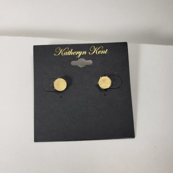 KATHERYN KENT, Stylished Gold-tone & Tan Stone Stud Earrings - Fashion Jewelry - Picture 4 of 8